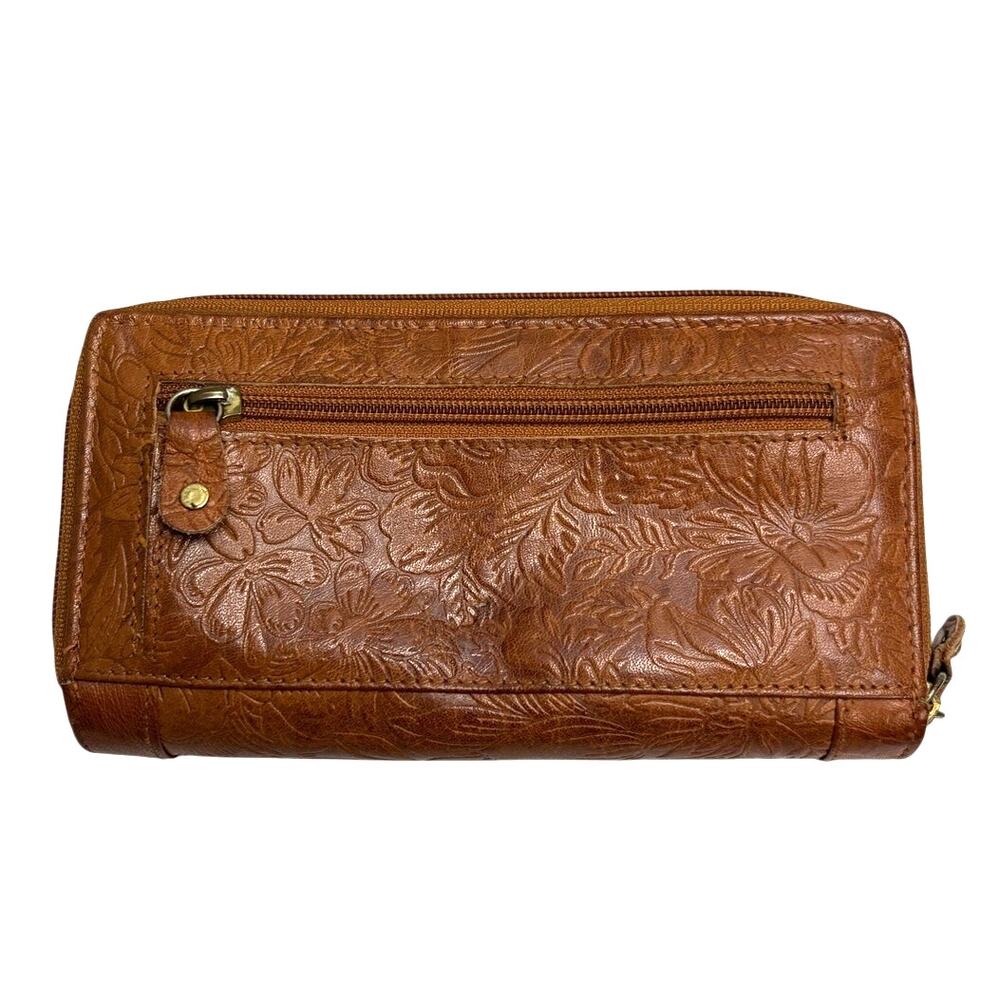 Great American Leatherworks Floral Tooled Leather Wallet Checkbook